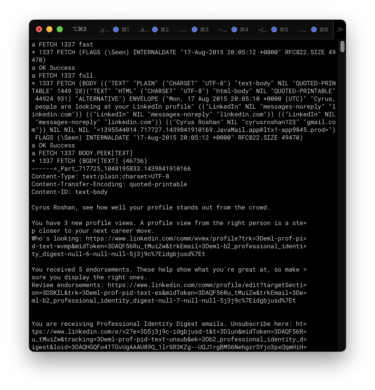 Three example IMAP queries